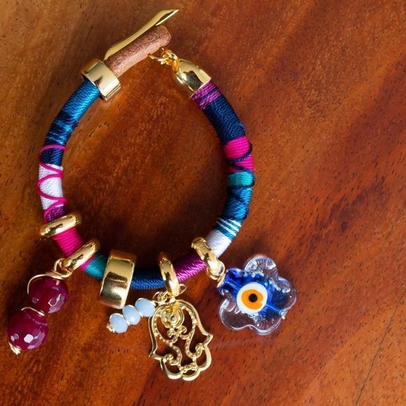 Handmade colorful bracelet gold plated and leather new - Picture 2 of 5